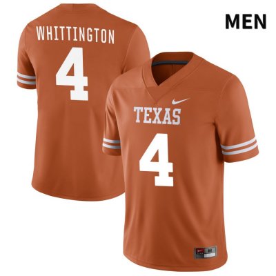 Texas Longhorns Men's #4 Jordan Whittington Authentic Orange NIL 2022 College Football Jersey DRF53P6J